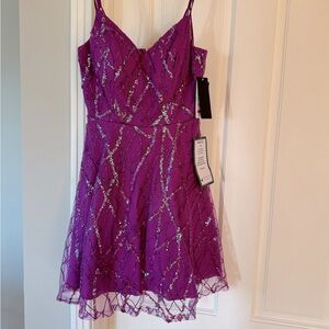 Purple sequin mini dress
